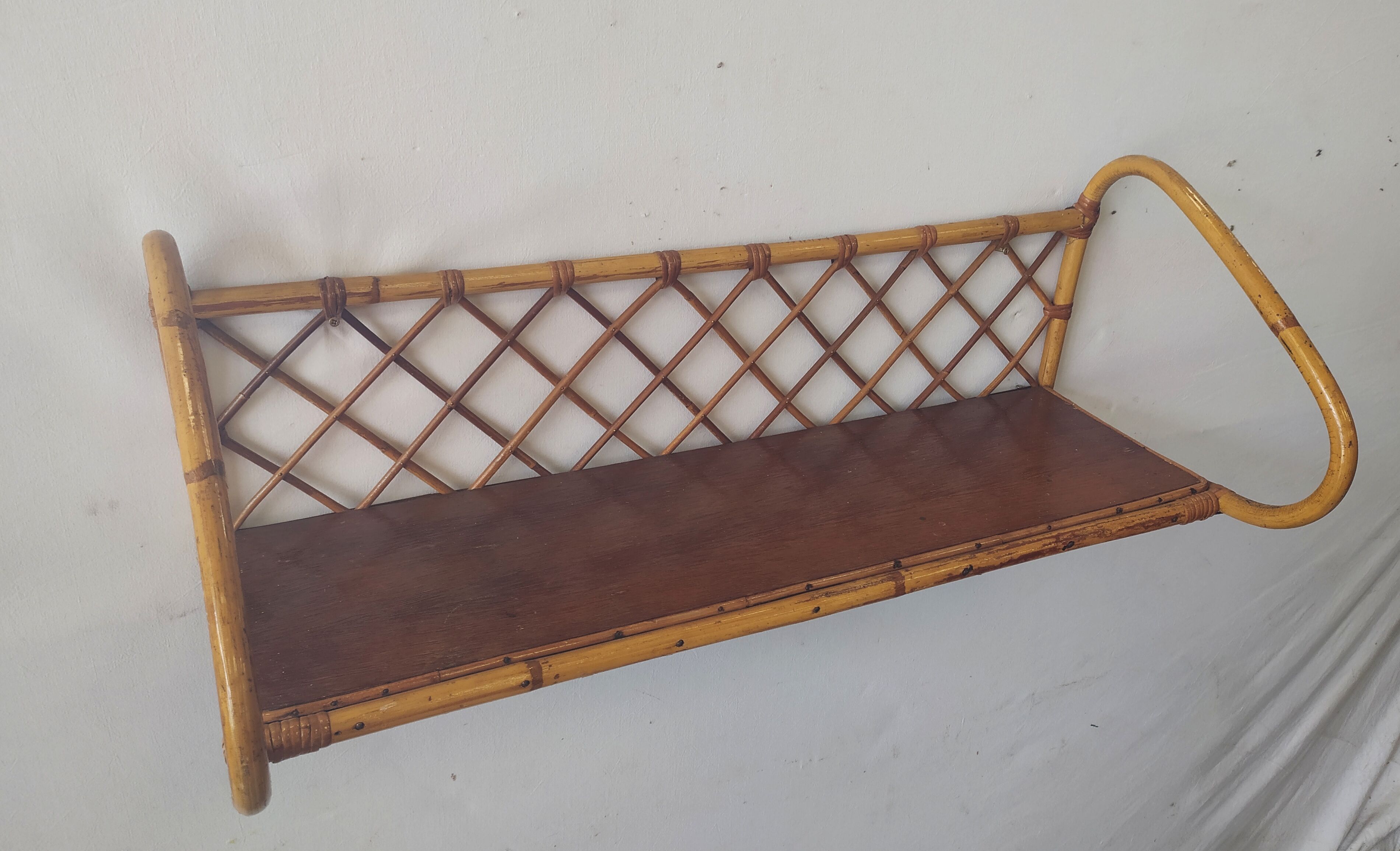 Vintage rattan shelf