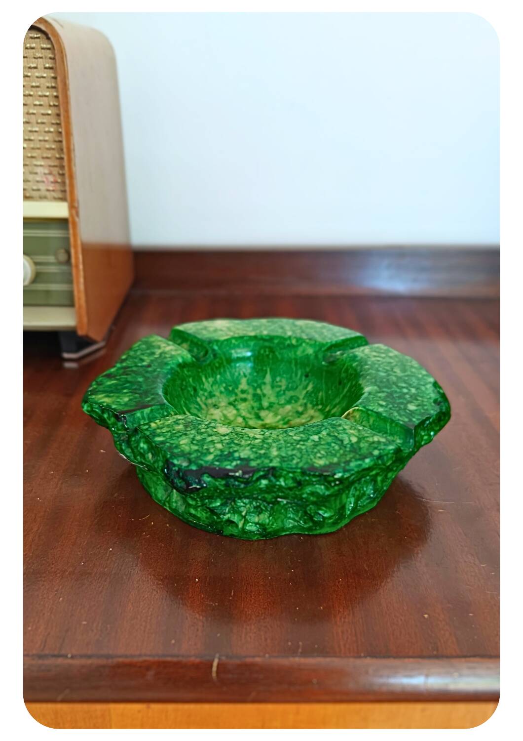 Cendrier vintage en albâtre vert Romano Bianchi