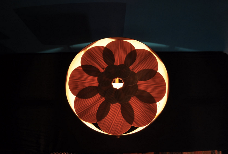 Scandinavian table lamp in strips of pine, 1960