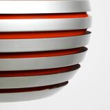 1960s spherical Space Age ceiling lamp with slats made of heavy metal