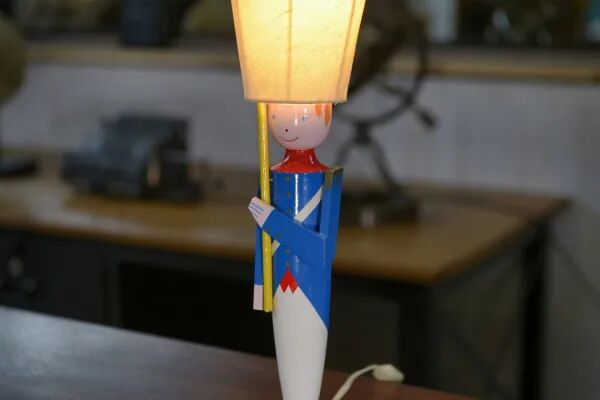 Empire soldier lamp by Suzanne Bonnichon for Jacques Adnet 1960’s