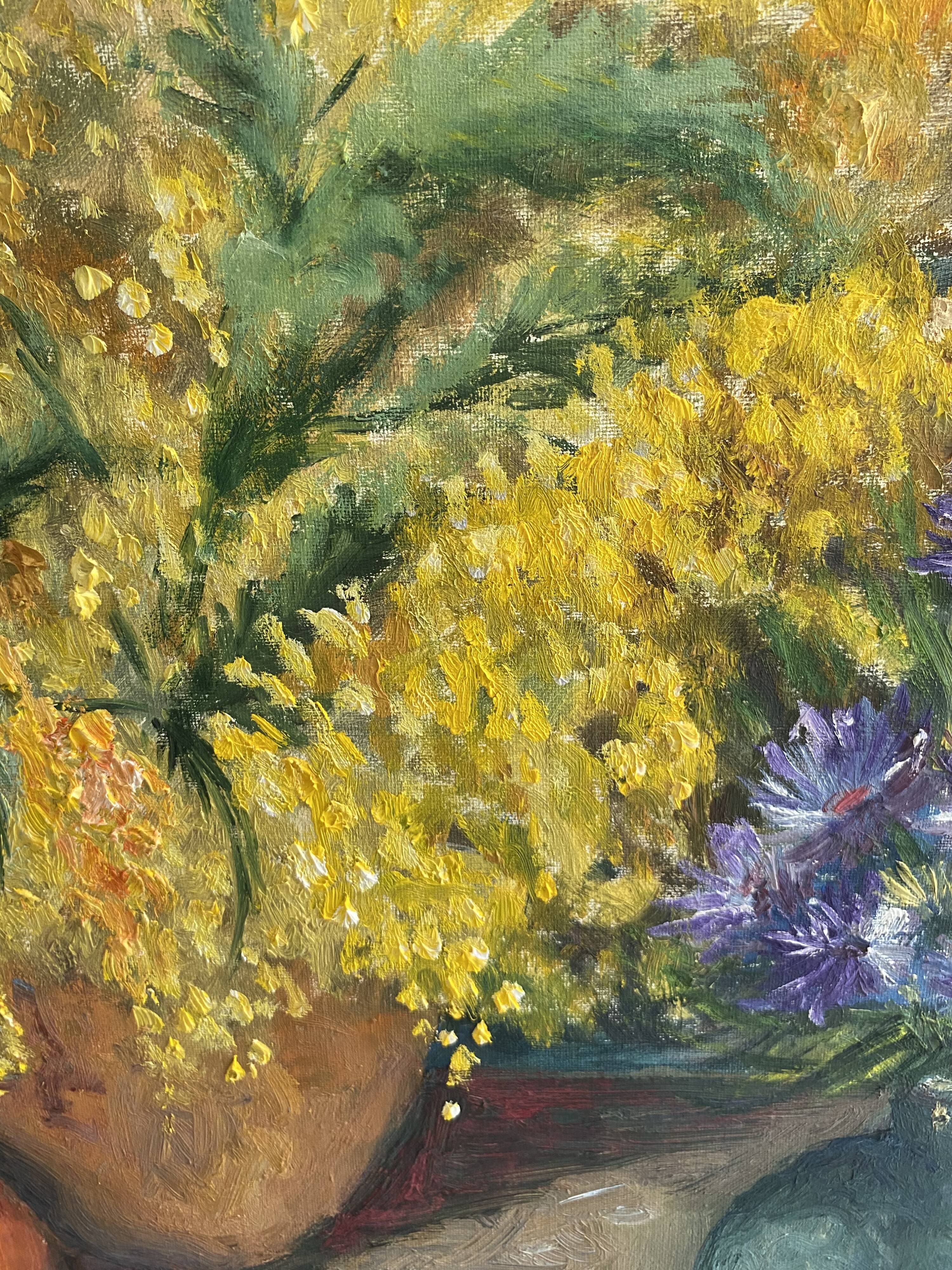 Oil on canvas still life "The Mimosa"