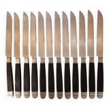 12 couteaux de table style Empire noir et virole argent  Gimel