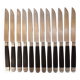 12 black Empire style table knives with silver ferrule Gimel