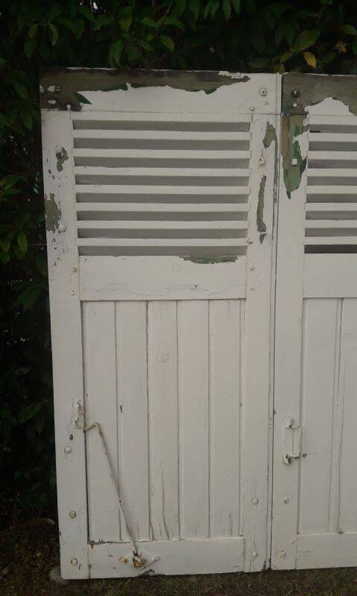 Volets 4 vantaux H148xL245cm persiennes chêne anciens paire 1