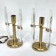 Postmodern pair of gilded metal and glass table lamps by Stilkronen. Italy 70s