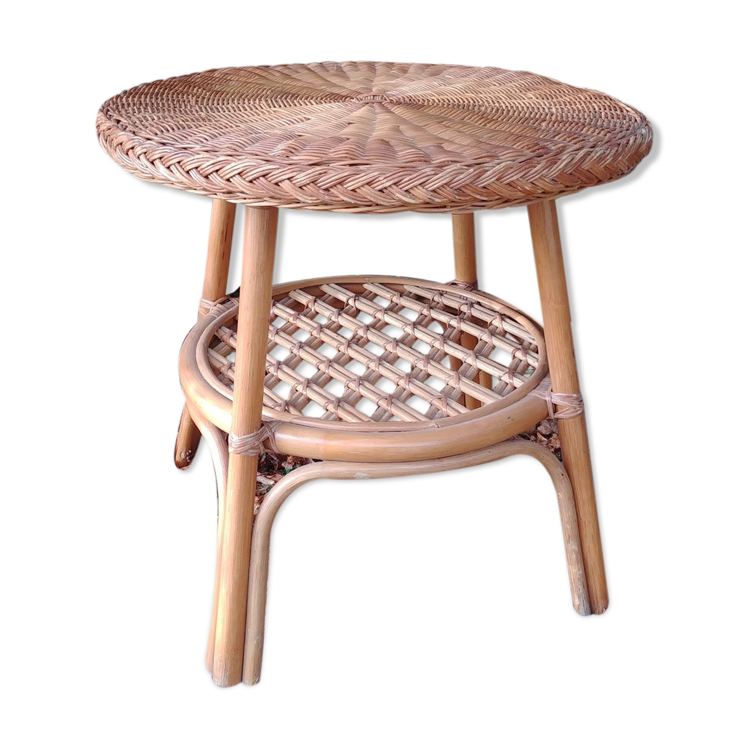 Rattan side table