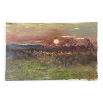 Hsp impressionist sunset landscape painting