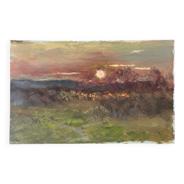Hsp impressionist sunset landscape painting