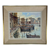 Oil painting on canvas of the port of Martigues.
