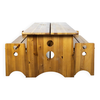Ensemble de Salle à Manger Sculptural en Pin par Gilbert Marklund pour Furusnickarn Ab, 1970s