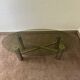 Table basse métal chromé verre fumé années 70