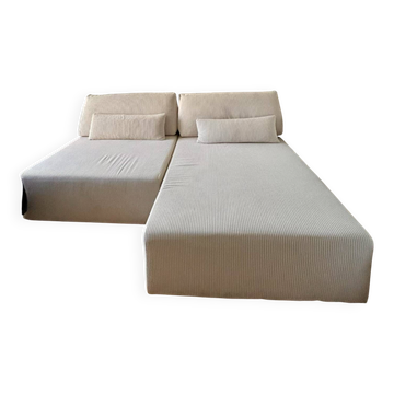 Beige corner sofa bed with storage | La Redoute