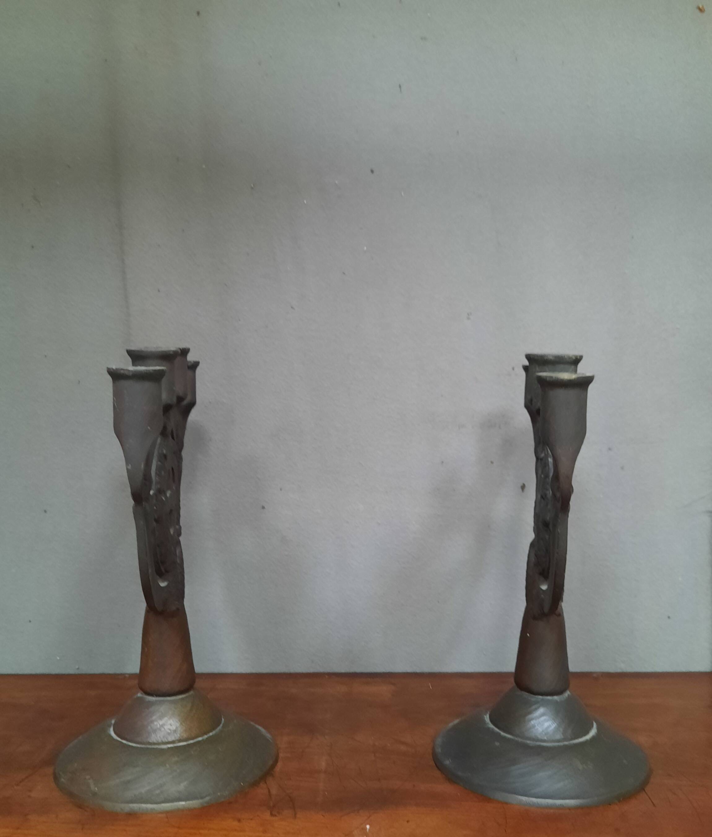 Pair of bronze candlesticks