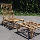 Rattan armchair and its footrest by Audoux & Minet 1950