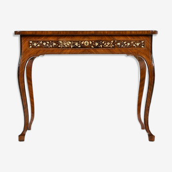 Writing table in ivory and precious wood marquetry