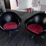 Pair of armchairs Egg 1960 skai black