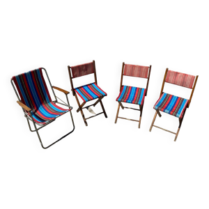 3 chaises pliables vintage