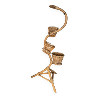 Rattan and wicker plant holder