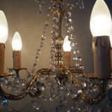 Bronze chandelier and crystal pendants – 5 lights