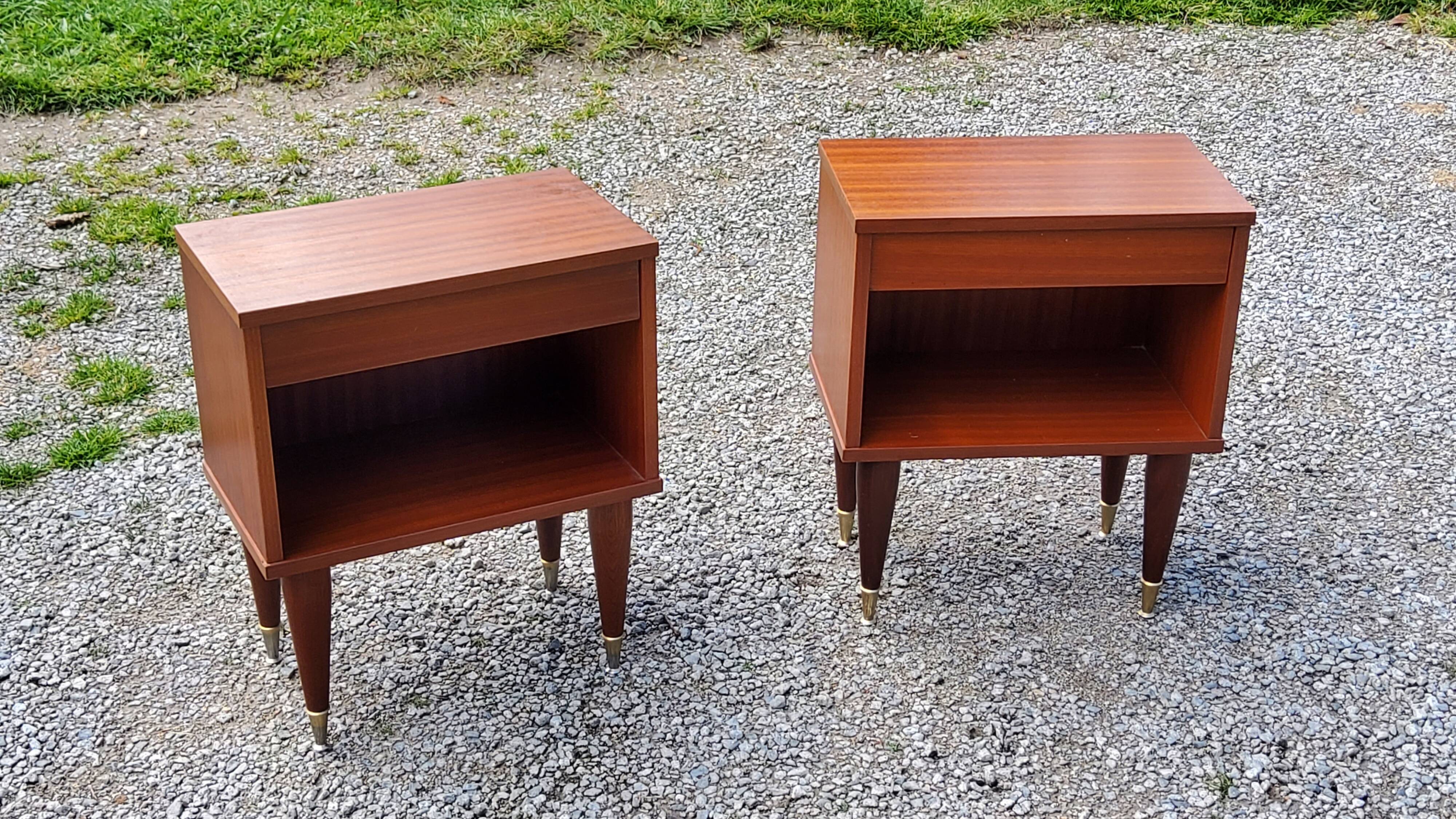 Pair of vintage bedside tables from the 60s in Scandinavian style