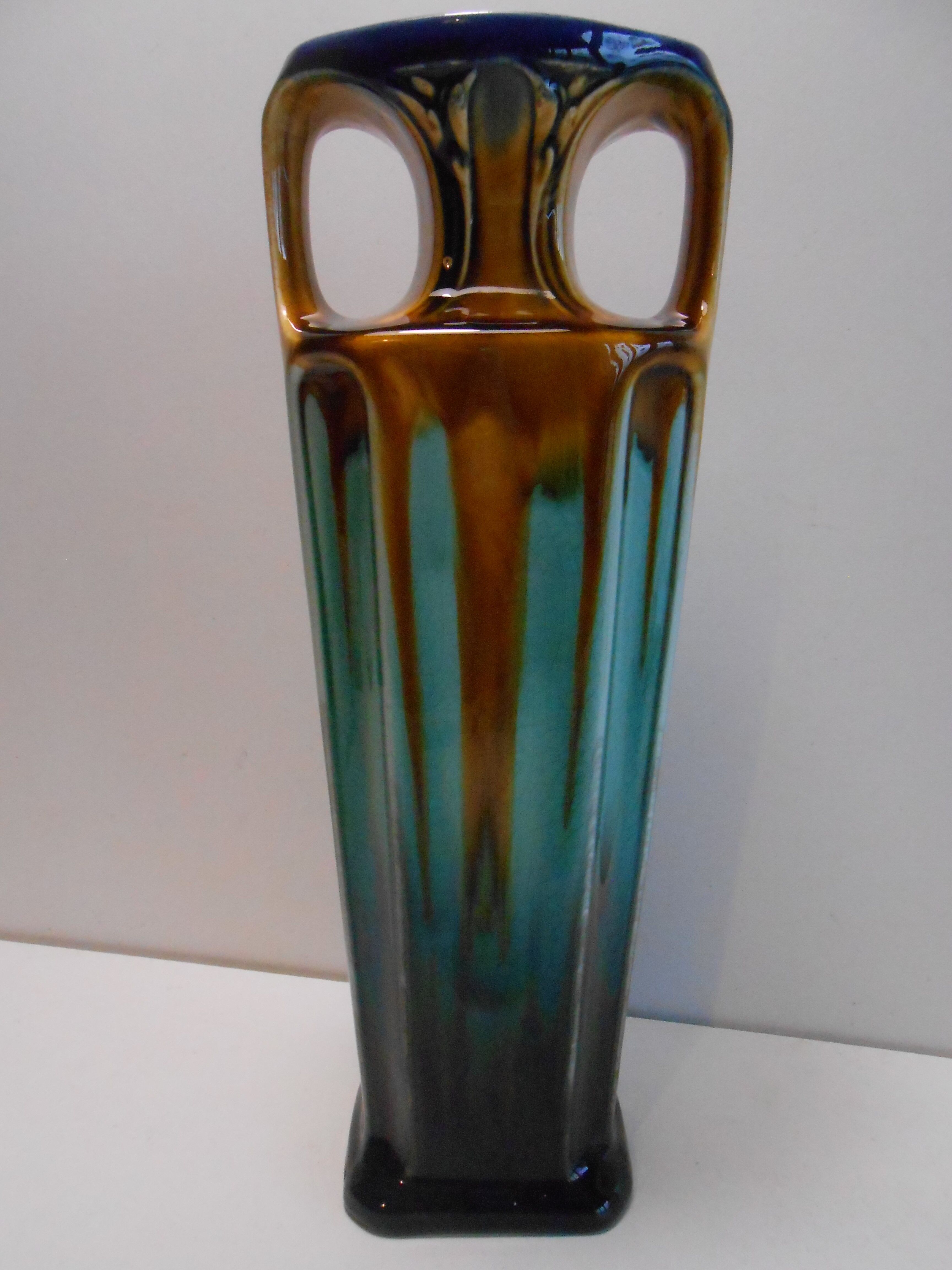 Vase polychrome art deco orchies