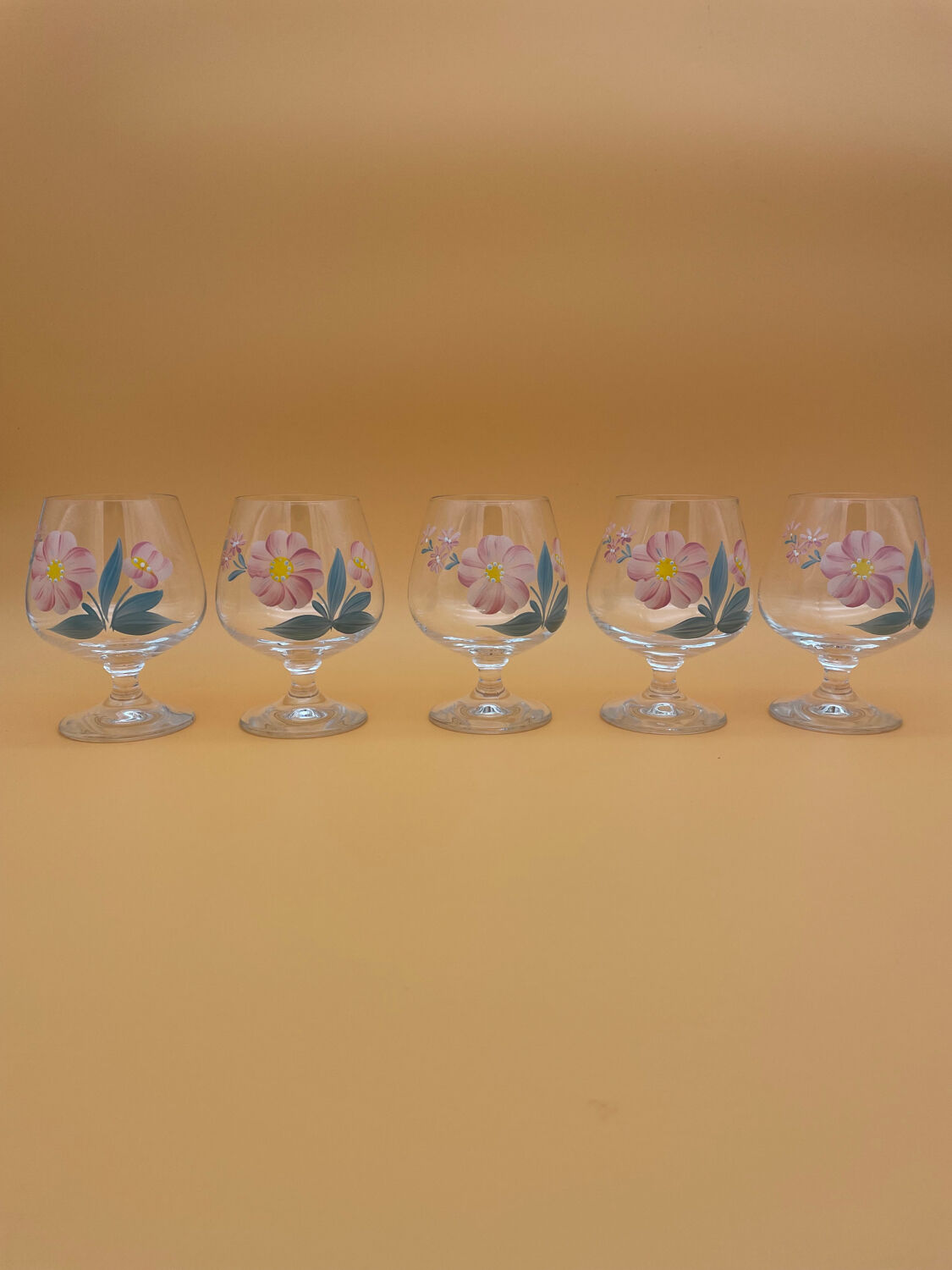 Hand-painted crystal flower balloon foot glasses