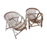 Paire de fauteuils en rotin vintage années 60