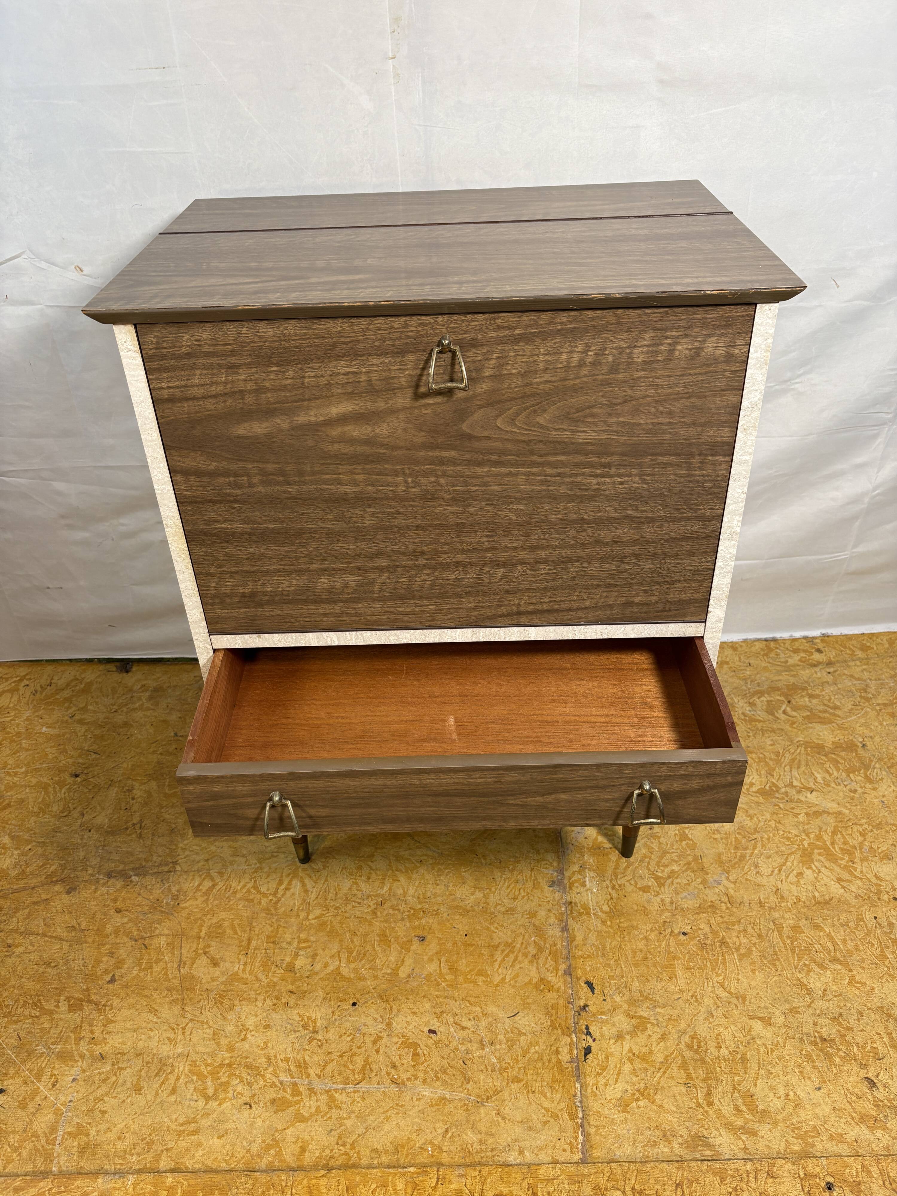 Mid Century Retro Teak & Lamination Cocktail Bar Cabinet (Circa 1950–1960)