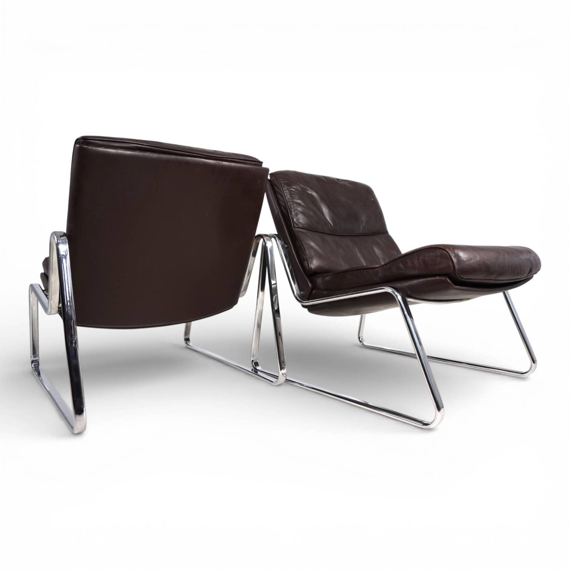 Set of 2 Drabert lounge chairs in brown leather by Gerd Lange, 1970