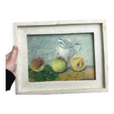 Oil on panel. our fishes