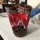 Vase in Vallauris earthenware, red, brown and white.