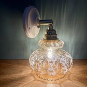 Vintage amber frosted glass tulip wall light