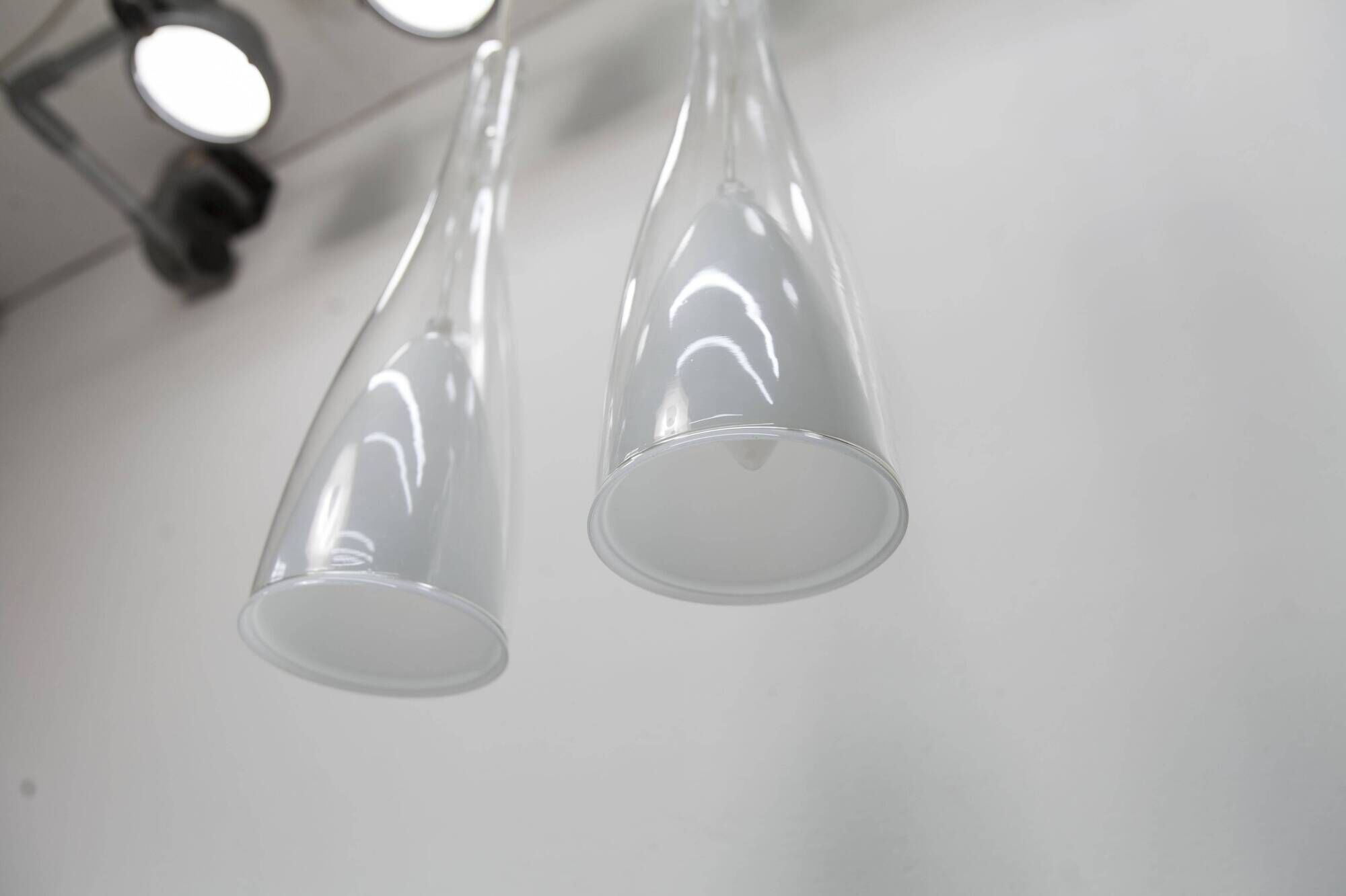 IKEA Klockspel 1980 pair of pendant lights cleaned and functional.