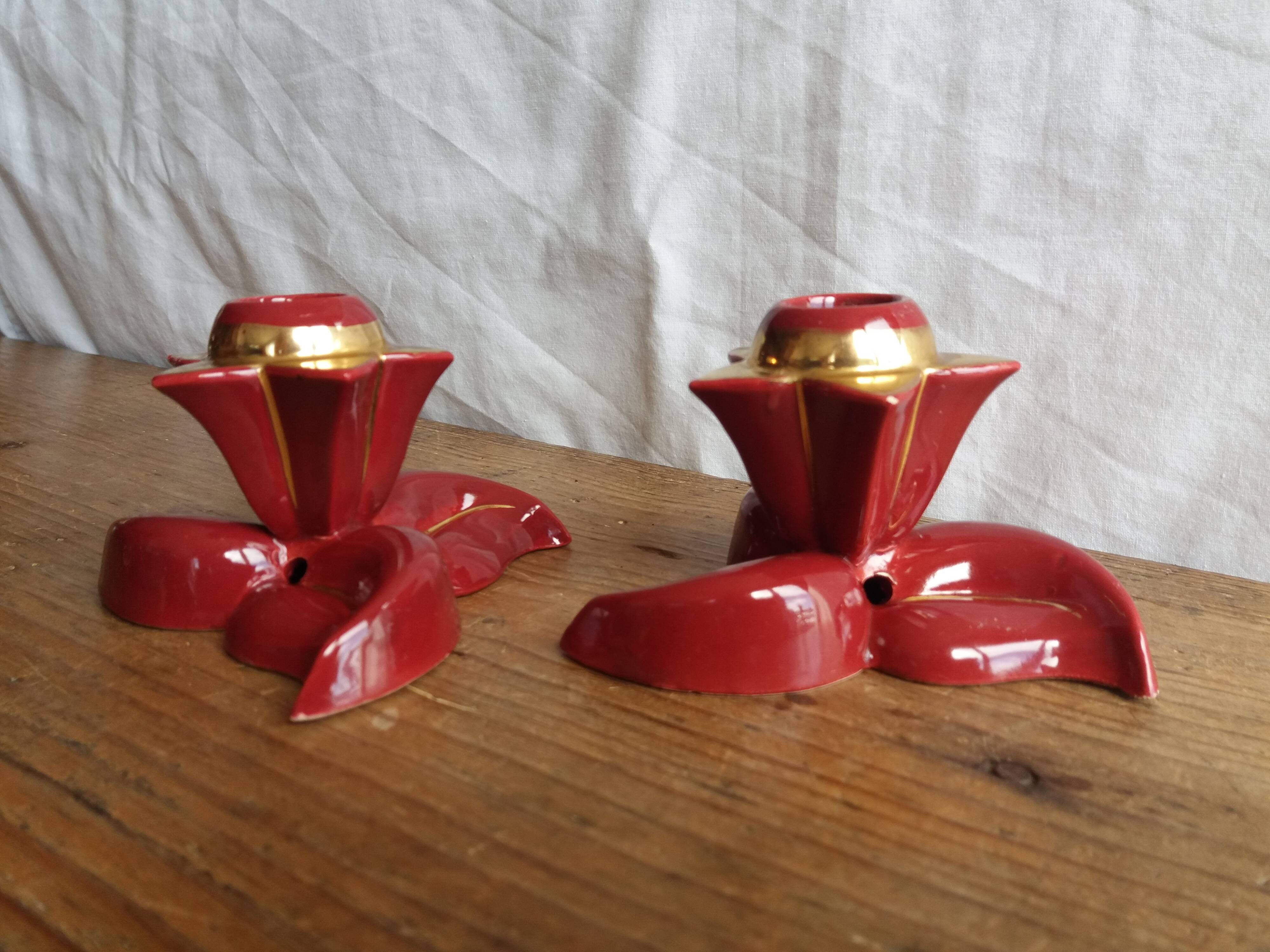 burgundy and gold candle holders