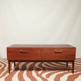 Vintage low board chest of drawers mid century modern design palisander color 1970