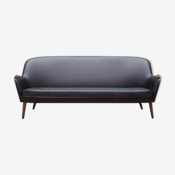Sofa black leather, Danish design, 70's