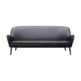 Sofa black leather, Danish design, 70's