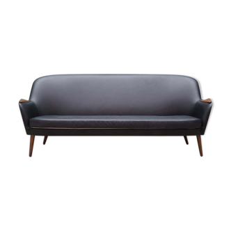 Canapé en cuir noir, design danois, années 70
