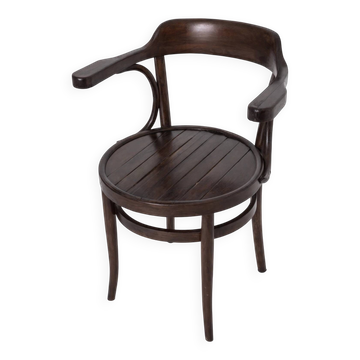 Fauteuil Bistrot Bois Courbé Style Thonet - Noyer Foncé - Vintage