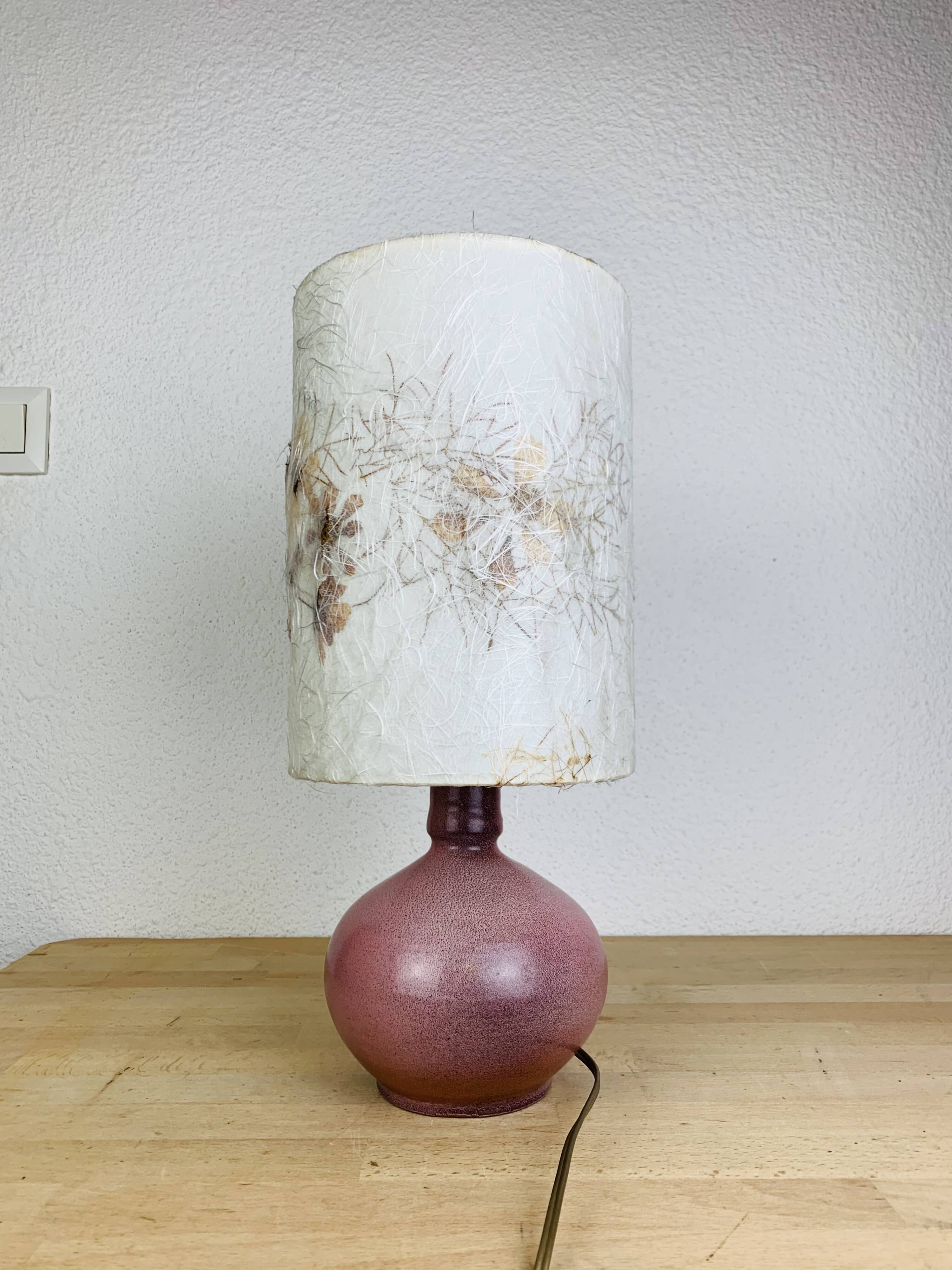 Pink ceramic ball lamp Vallauris, 60s, vintage