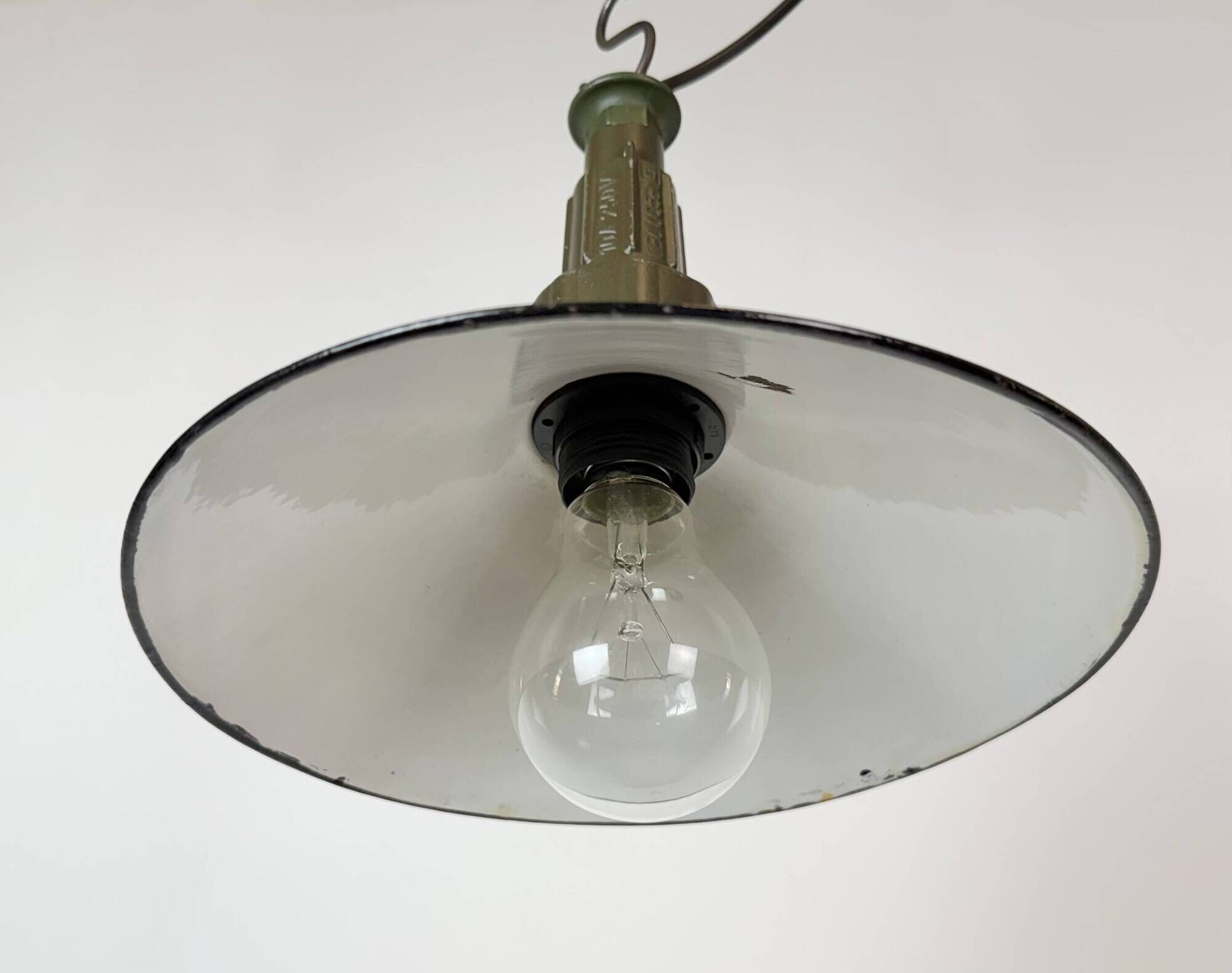 Industrial Petrol Enamel Military Pendant Lamp with Cast Aluminium Top