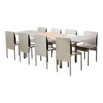 Postmodern Dining Set in Aluminum and Steel Belgium 1980s/90s