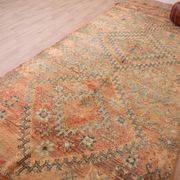 Peach Vintage Moroccan Rug 173 x 383 cm, Berber Wool Rug, Handmade Boho Rug