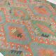 Tapis Kilim fait main en laine et coton vert et rouge