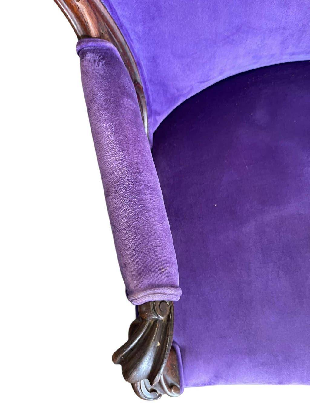 Fauteuil/canapé trois places baroque vintage violet-pourpre