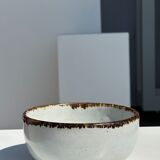 Small white glazed ceramic bowl black edges