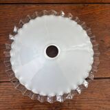 Vintage-Lot de 2 abats jours en opaline-effet plissé-blanc et transparent