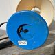 Blue and yellow turned wood lamp SCE 1990