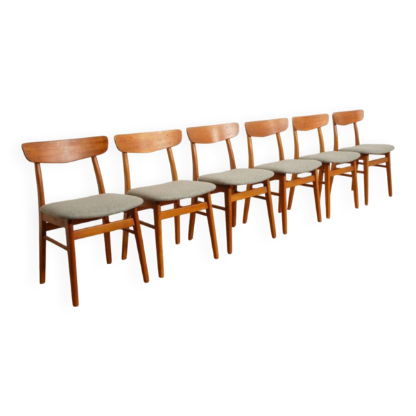 6 chaises de salle à manger   Farstrup   Modèle 210   Rembourrées — Beyit